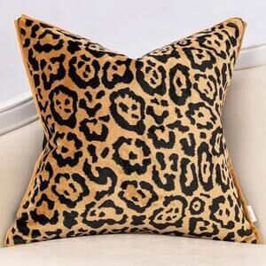 🆕 3 Leopard Print Velvet EURO decorative accent pillow cover in 20” x 20”